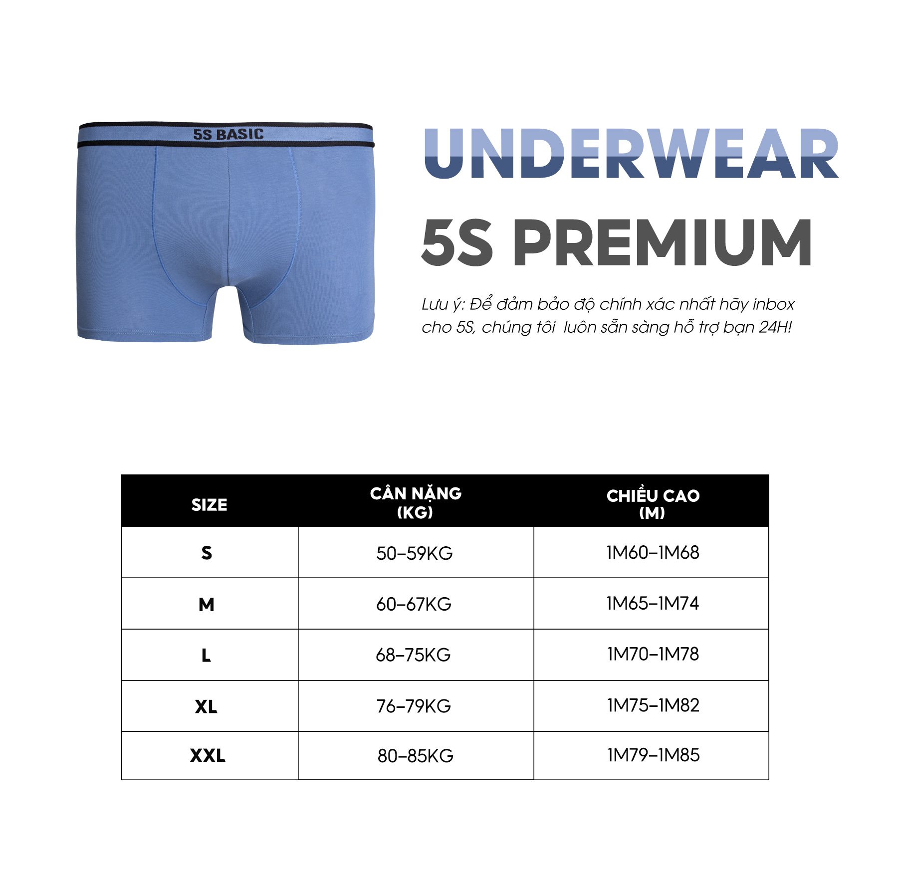 Quần Lót Nam Boxer 5S, Chất Liệu Cotton Premium, Thấm Hút Cực Tốt, Kháng Khuẩn, Co Giãn, Dễ Chịu (SIP21003BOX)