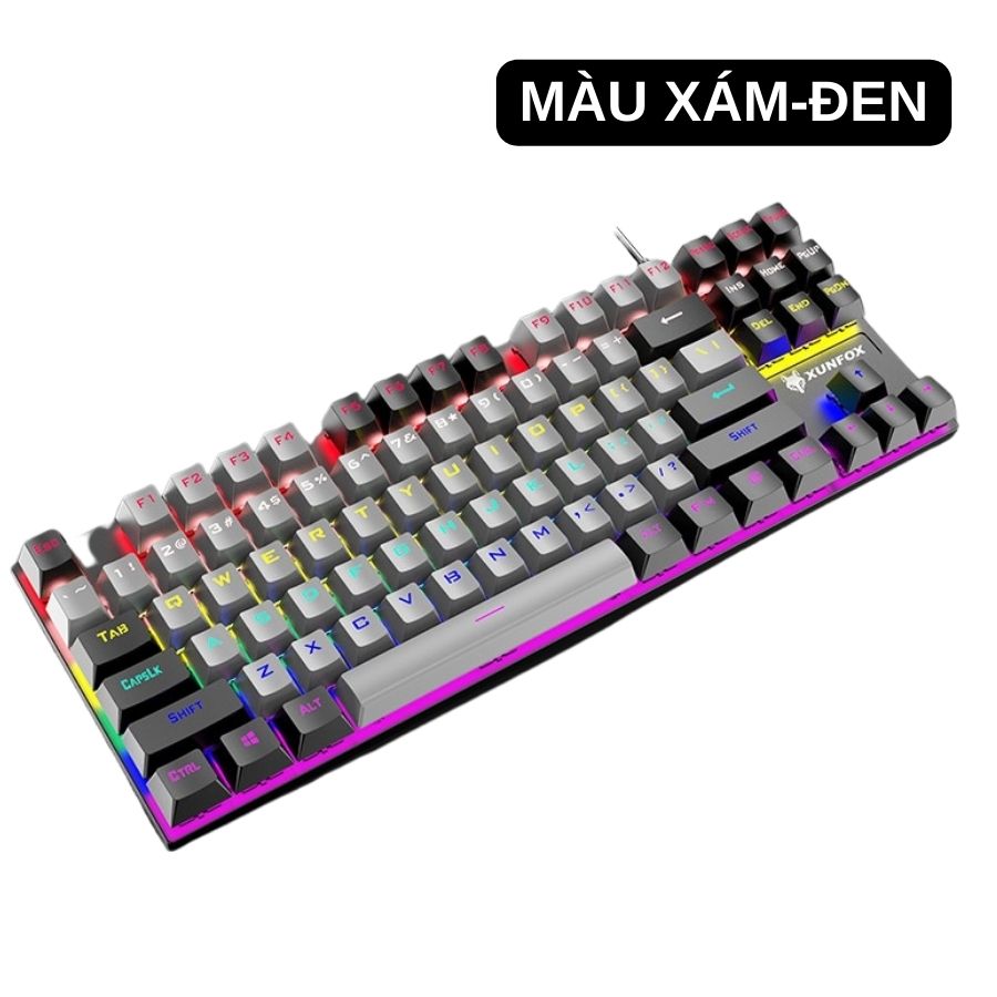 Bàn phím cơ XUNFOX K80 Blue switch - Bàn phím cơ gaming 87 phím kết nối có dây, tích hợp hiệu ứng đèn marquee siêu ngầu - Hàng nhập khẩu