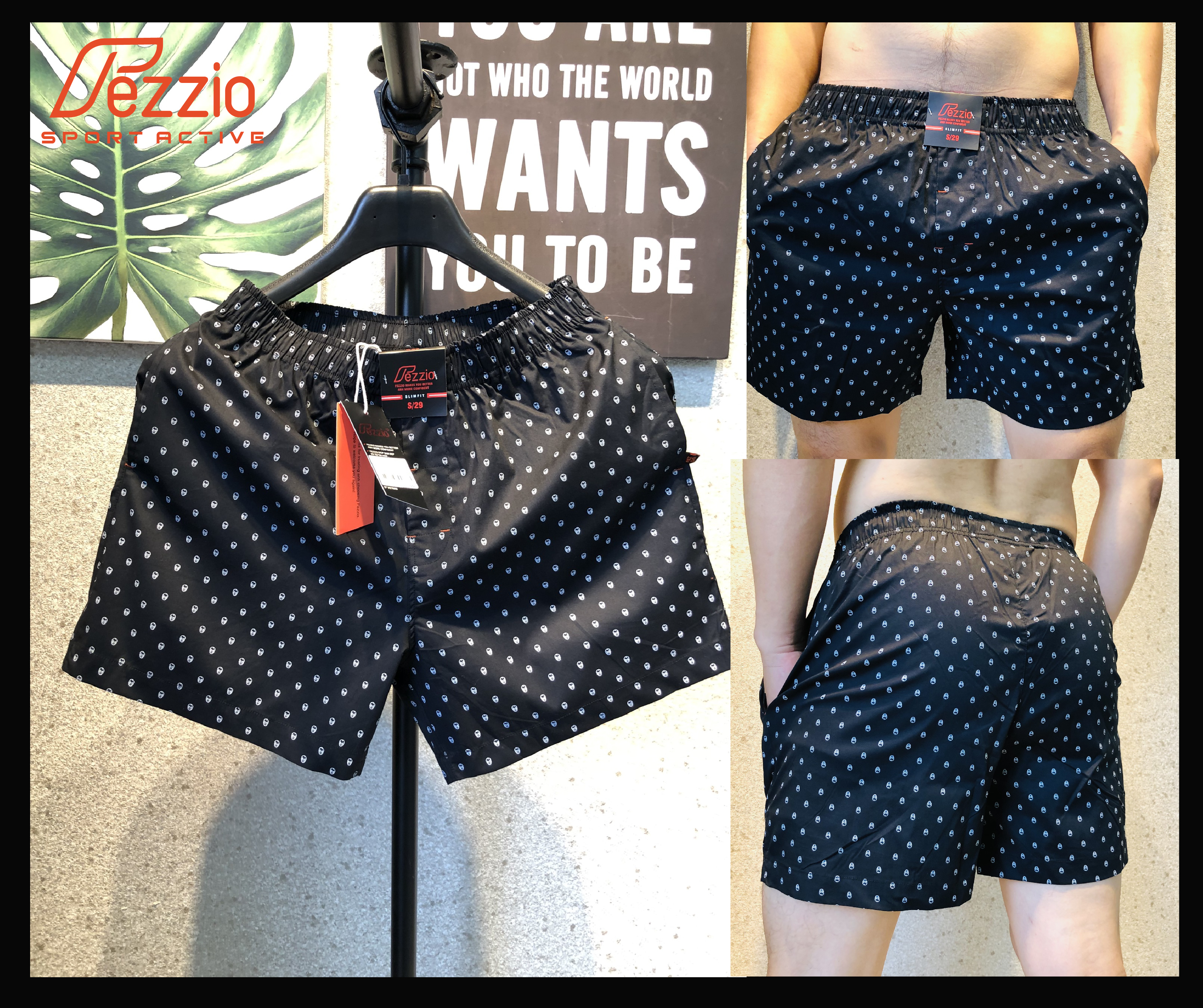 Quần đùi nam xuất khẩu mặc nhà, quần đùi nam, quần short, quần sọc nam vải kate cotton 100% thương hiệu Fezzio