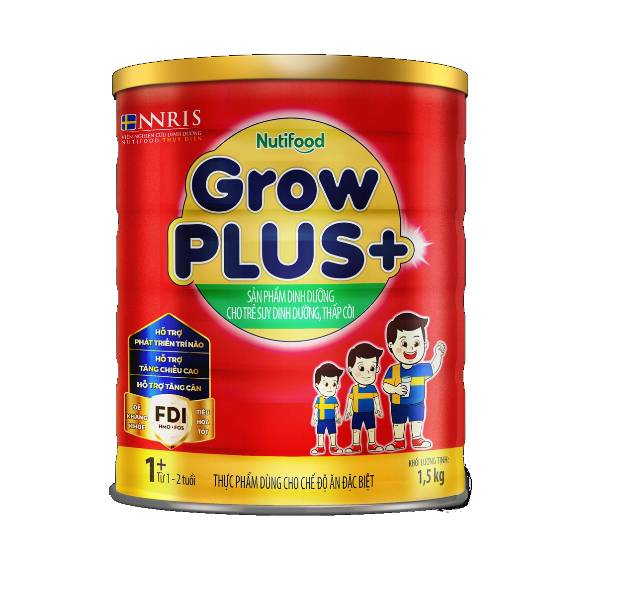 Nutifood GrowPLUS Đỏ 1500 Gr  sữa dành cho trẻ từ 1- 10 tuổi bị suy dinh dưỡng thấp còi