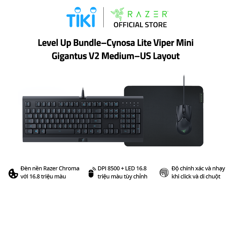 Bộ Bàn phím Razer Level Up Bundle (Cynosa Lite + Viper Mini + Gigantus V2 Medium) (RZ85-02741200-B3M1) - Hàng Chính Hãng