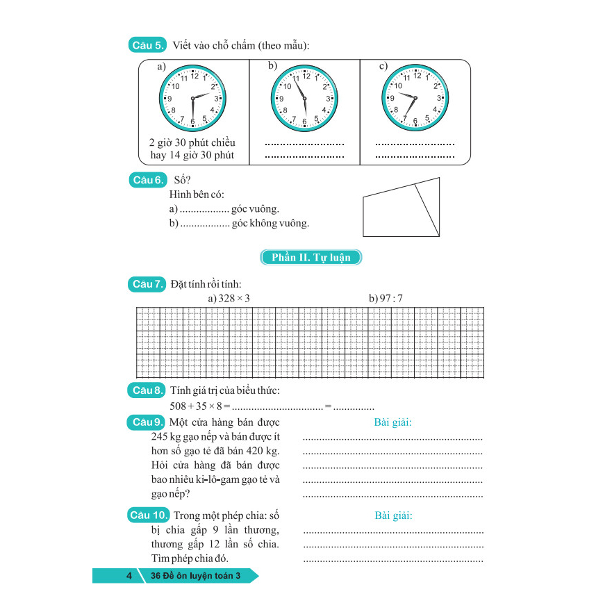 Sách - 36 Đề Ôn Luyện Toán 3 - Biên soạn theo chương trình GDPT mới - ndbooks