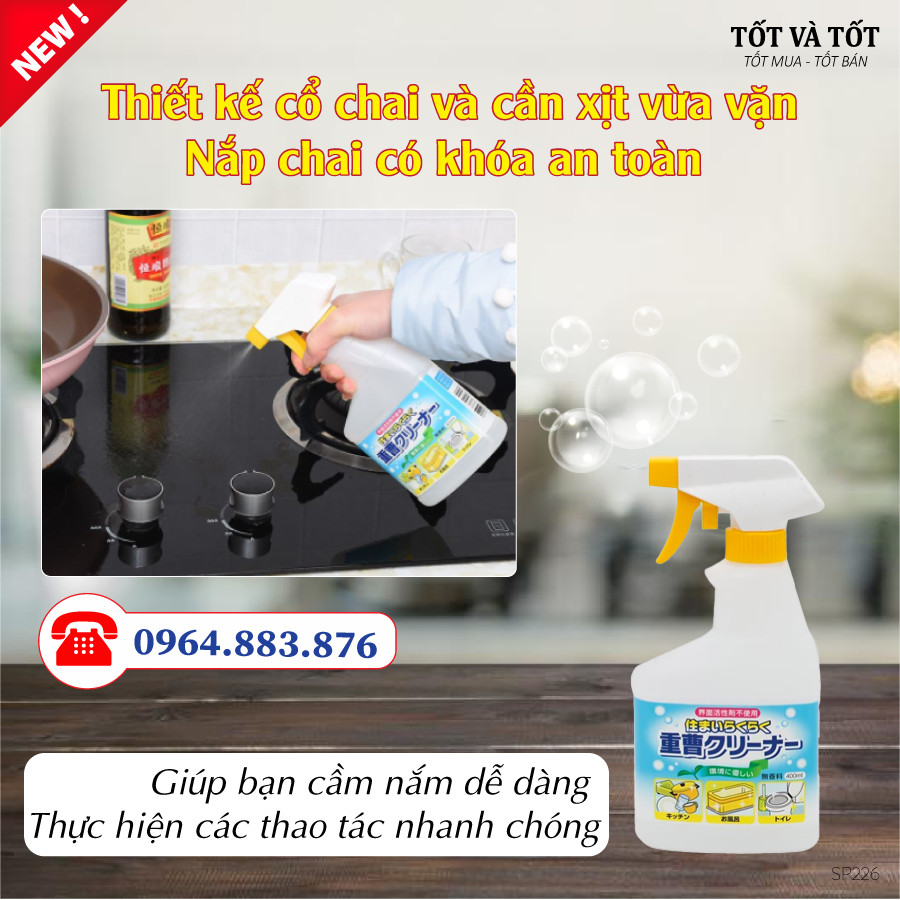 Chai xịt rửa nhà bếp Baking - Soda 400ml - Hàng nội địa Nhật