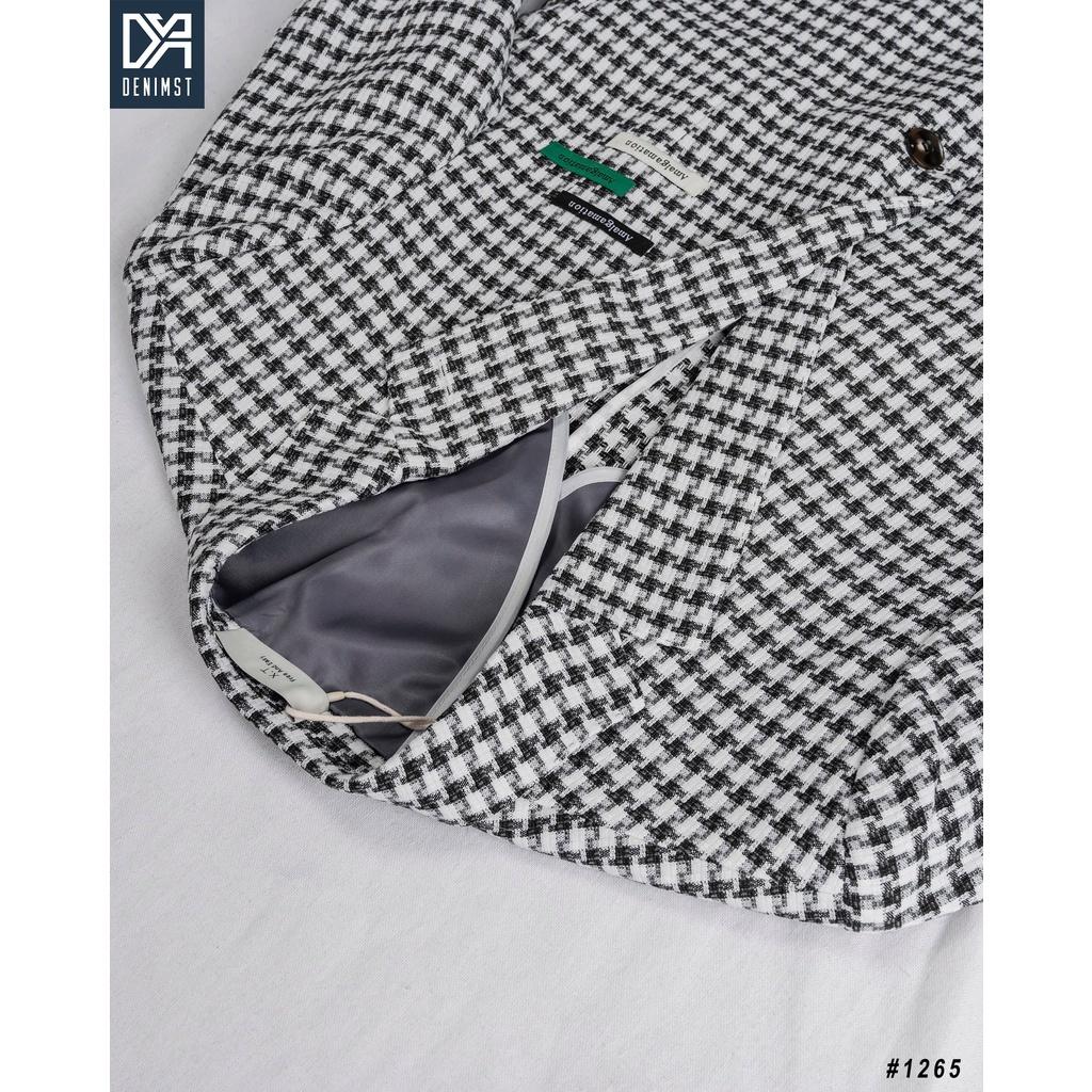 Áo Blazer Nam Kẻ AMAL DENIMST F1265 Chất Dạ, Mềm Mại, Dáng Suông