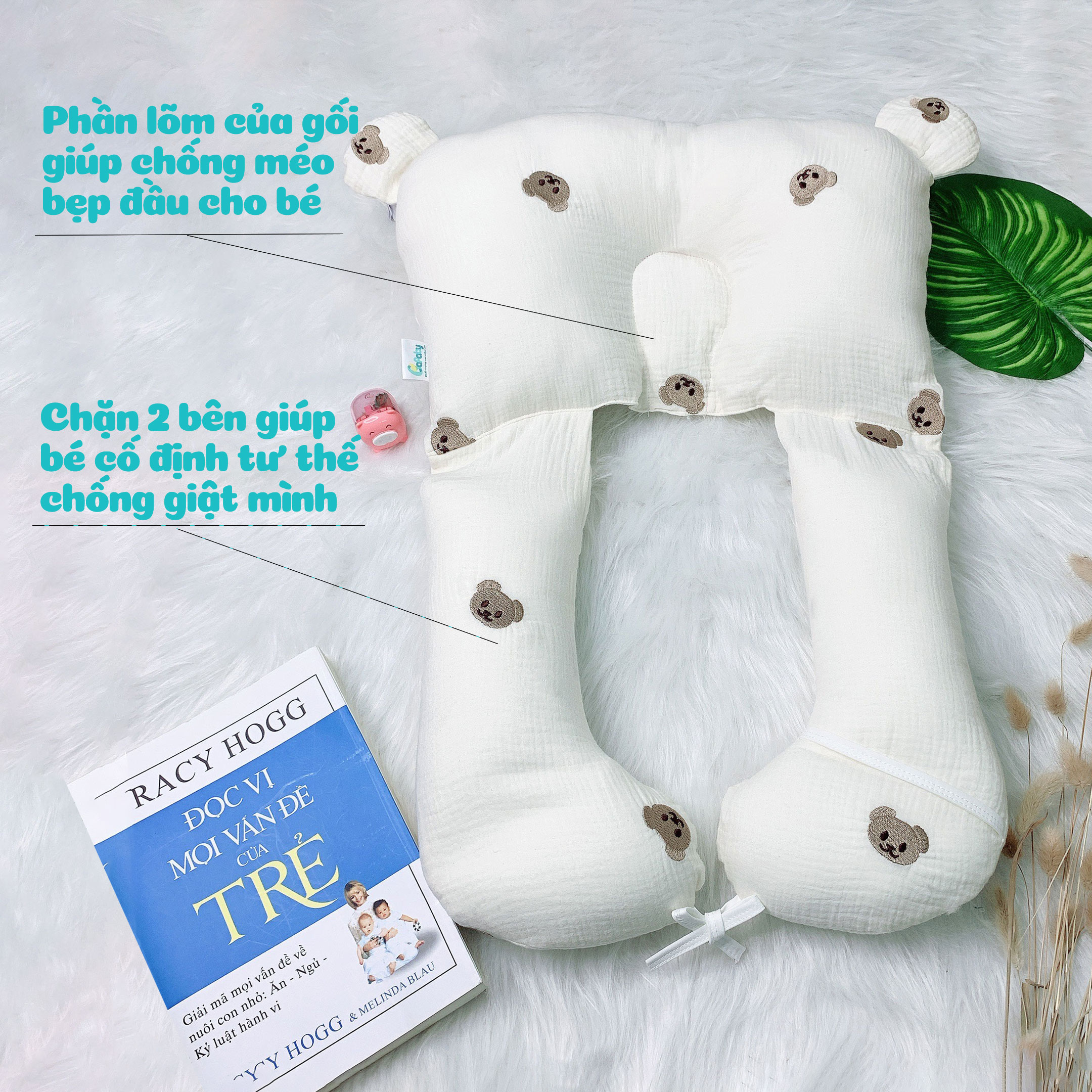 Gối Ôm Cho Bé Sơ Sinh Đa Năng Chữ U Chống Giật Mình Chống Méo Bẹp Đầu Chất Liệu Cao Cấp Siêu Tiện Lợi