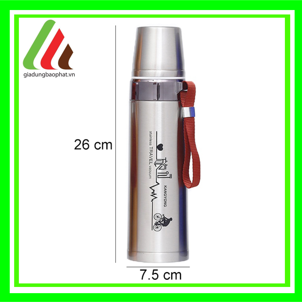 Bình giữ nhiệt kangyong 750ml inox 2 lớp chân không cách nhiệt màu sắc trơn sáng sang trọng tiện lợi