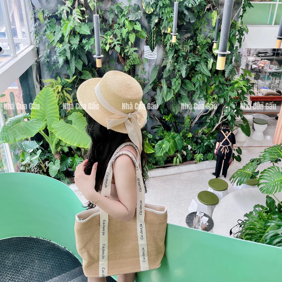 Túi cói siêu to, dây kéo cực tiện lợi