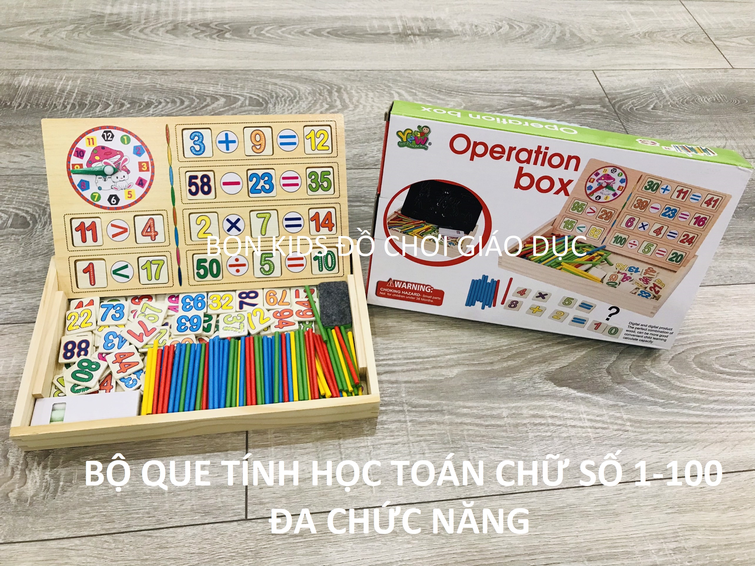 Bộ đồ chơi toán học đa chức năng 100 số - Đồ chơi gỗ thông minh cho bé