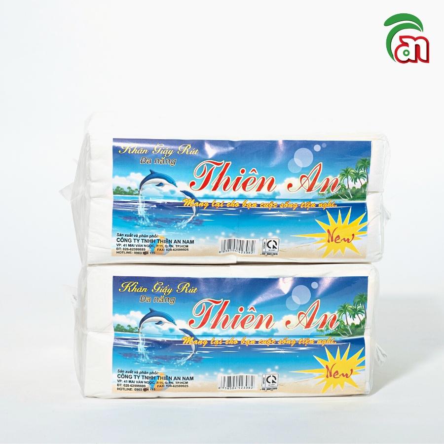 Combo 10 gói Khăn giấy khô, khăn giấy rút đa năng dai mềm, không bụi Thiên An cá heo 2 lớp 640 tờ - Thiên An Nam paper