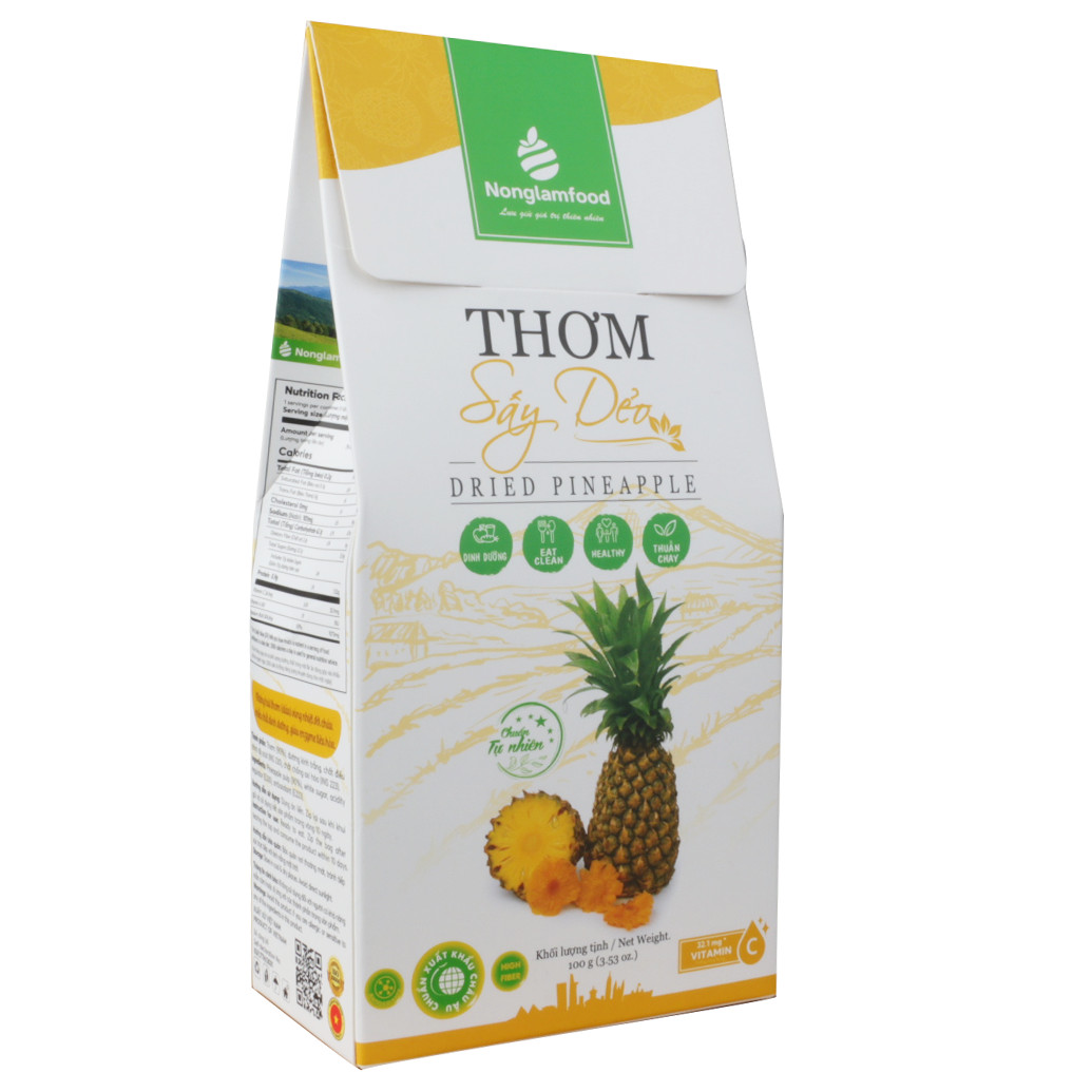 Thơm sấy dẻo Nonglamfood hộp 100g | Ăn vặt tốt cho sức khỏe | Healthy Snack