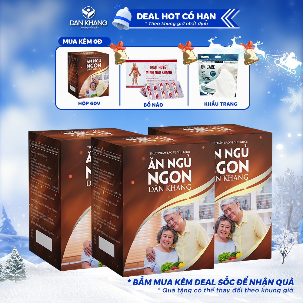 Combo 3 Thực Phẩm Chức Năng Dân Khang Pharma - Viên Uống Ăn Ngủ Ngon Dân Khang, Hỗ Trợ Cải Thiện Giấc Ngủ