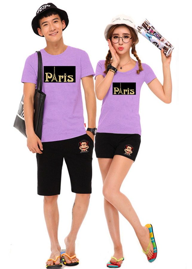 Bộ Áo Thun Đôi Paris - Màu Tím