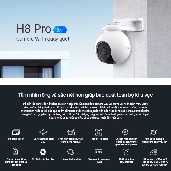 Hình ảnh Camera Wifi EZVIZ H8 Pro 2K 3K Siêu Nét, Màu Ban Đêm - Hàng chính hãng