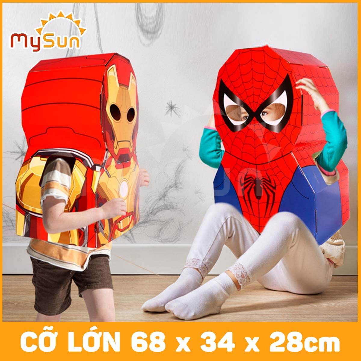 Bộ đồ chơi hóa trang bìa carton SIÊU NHÂN Marvel người nhện Spiderman, Iron man, Batman, Hulk, Thanos, Thor