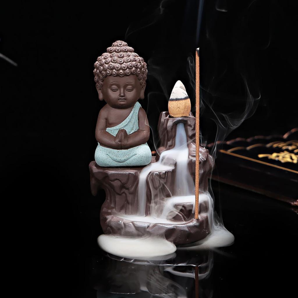 Little Monk Incense Burner Smoke Backflow Censer +70pcs Mix Incense Cone