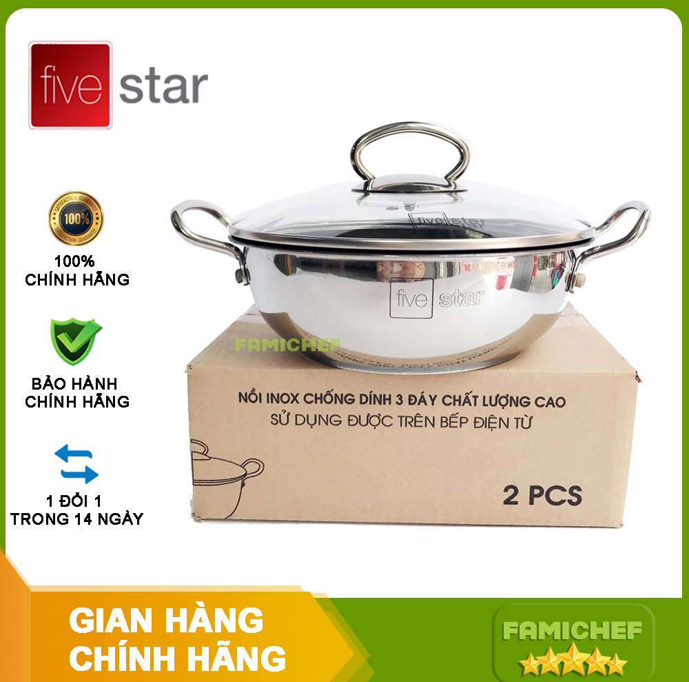 Nồi kho cá inox chống dính 3 đáy FiveStar FSN20IN005 20cm