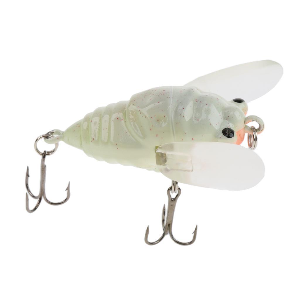 Soft Plastic Popper Fishing Baits Lures and Life-like Cicada Floating Lures