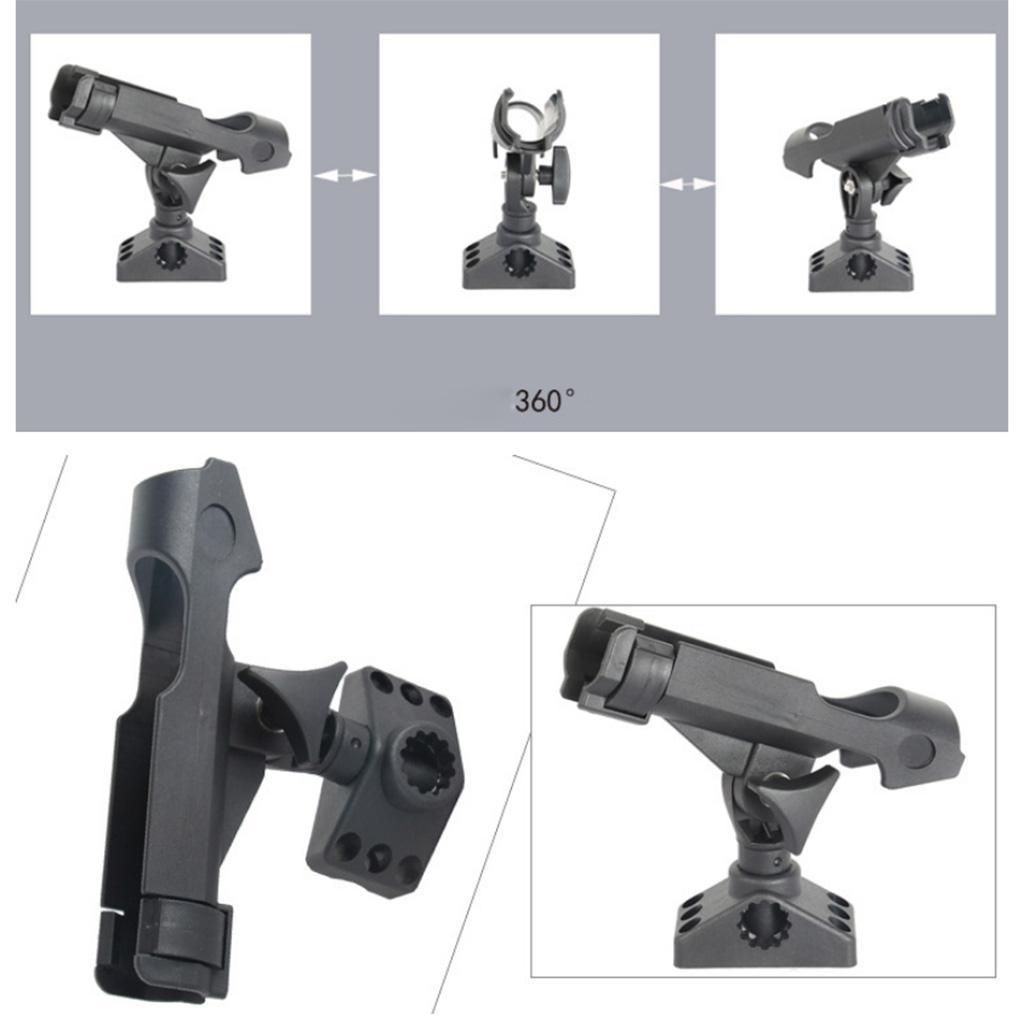 Raft Boat Fishing Rod Holder Rest Stand Adjustable Pole Bracket Rack Black