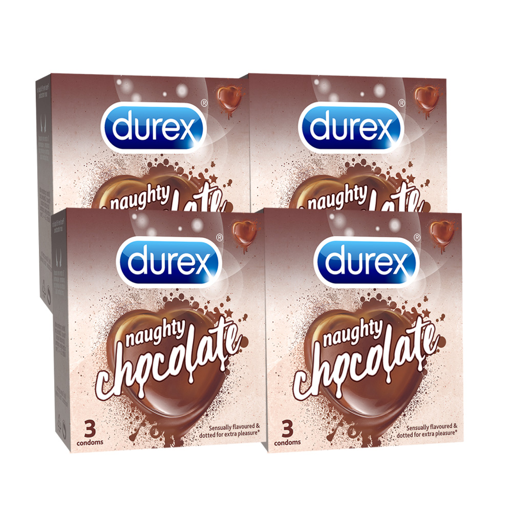 Bộ 4 Bao Cao Su Durex Naughty Chocolate - Hộp 3 bao