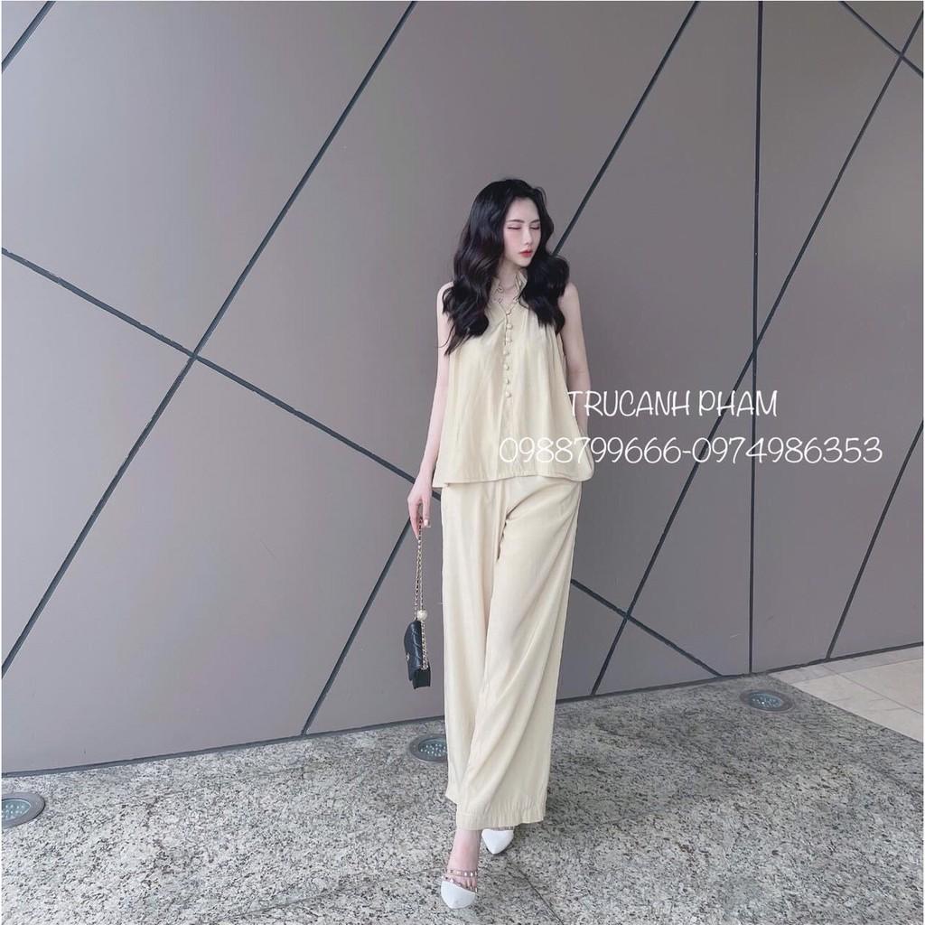 Bộ đũi nữ quần dài ống rộng tôn dáng 2 chi tiết quần suông ống rộng và áo đũi chất mềm thoáng mịn