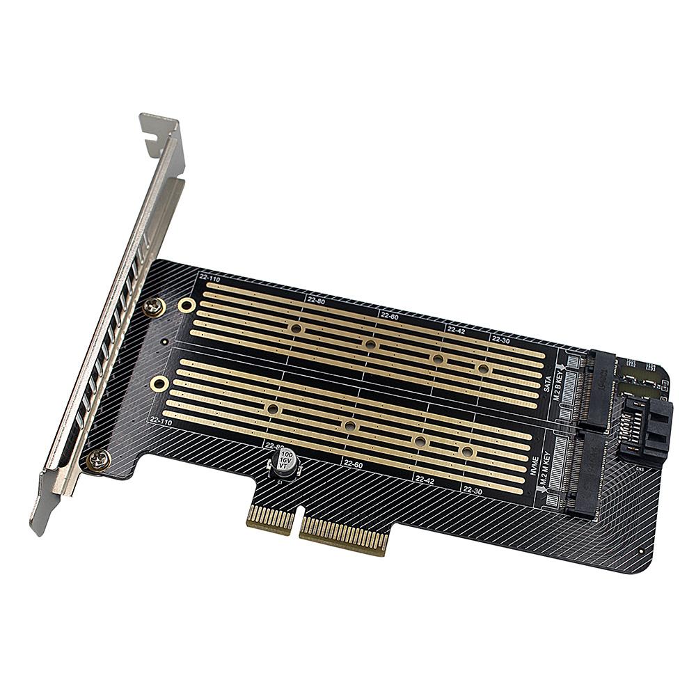 M.2 NVME/NGFF to PCI-E X4 Expansion Card SSD Adapter Card with M.2 M-key B-key Interfaces Support PCI-E/SATA Protocol