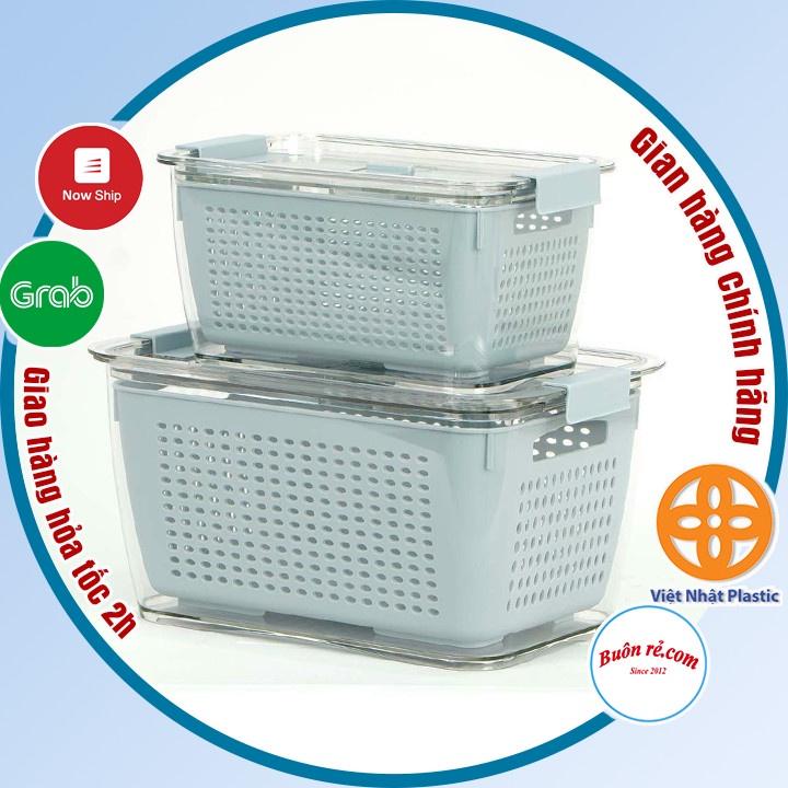 Hộp đựng thực phẩm 2 lớp Hokori, Hộp bảo quản thức ăn có lỗ thoát nước Việt Nhật
