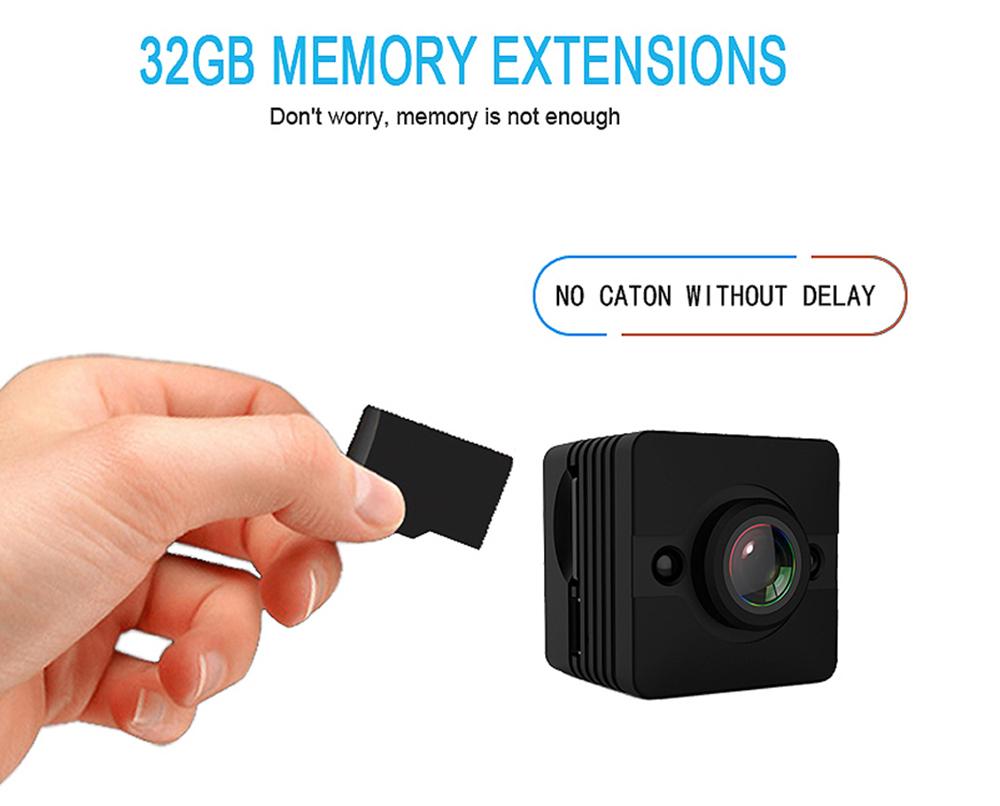 SQ12 Mini Camera HD 1080p Nút ống kính mở rộng góc quay máy quay máy quay phim thể thao DVR Vision Vision Vision Camera