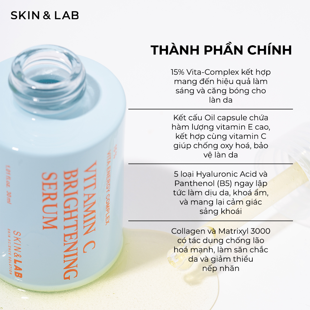 Tinh chất Vitamin C sáng da mờ thâm SKIN&LAB Brightening Serum 30ml