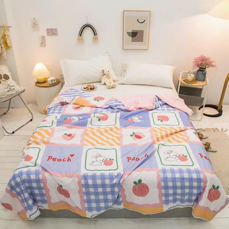 Chăn Cotton Đũi hè M2T bedding Chăn đũi nhập khẩu viền ren mền mịn mát kích thước 2m x 2m2