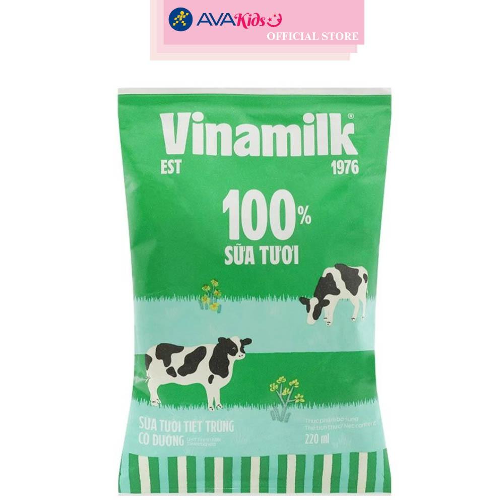 Thùng 48 bịch sữa tươi tiệt trùng Vinamilk có đường 220 ml (từ 1 tuổi)