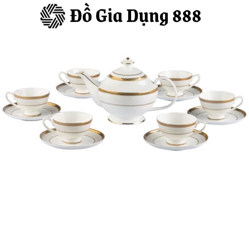 Bộ Ấm Chén Trà Hoàng Gia Viền Vàng Imperial, Bộ Trà Sứ Xương Cao Cấp, Thiết Kế Tinh Xảo, Nhập Đức