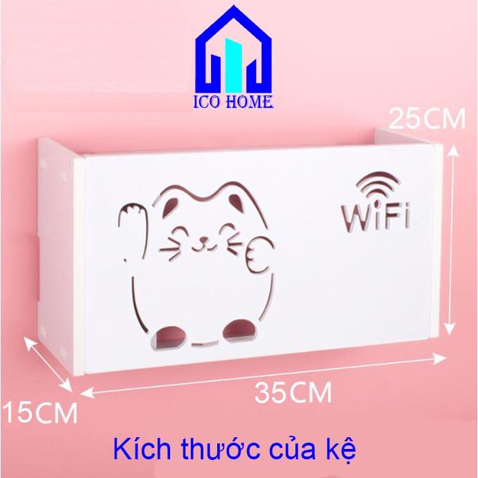 Hộp đựng wifi treo tường KHÔNG CẦN KHOAN hình mèo thần tài kiểu mới, giá rẻ - ICO HOME