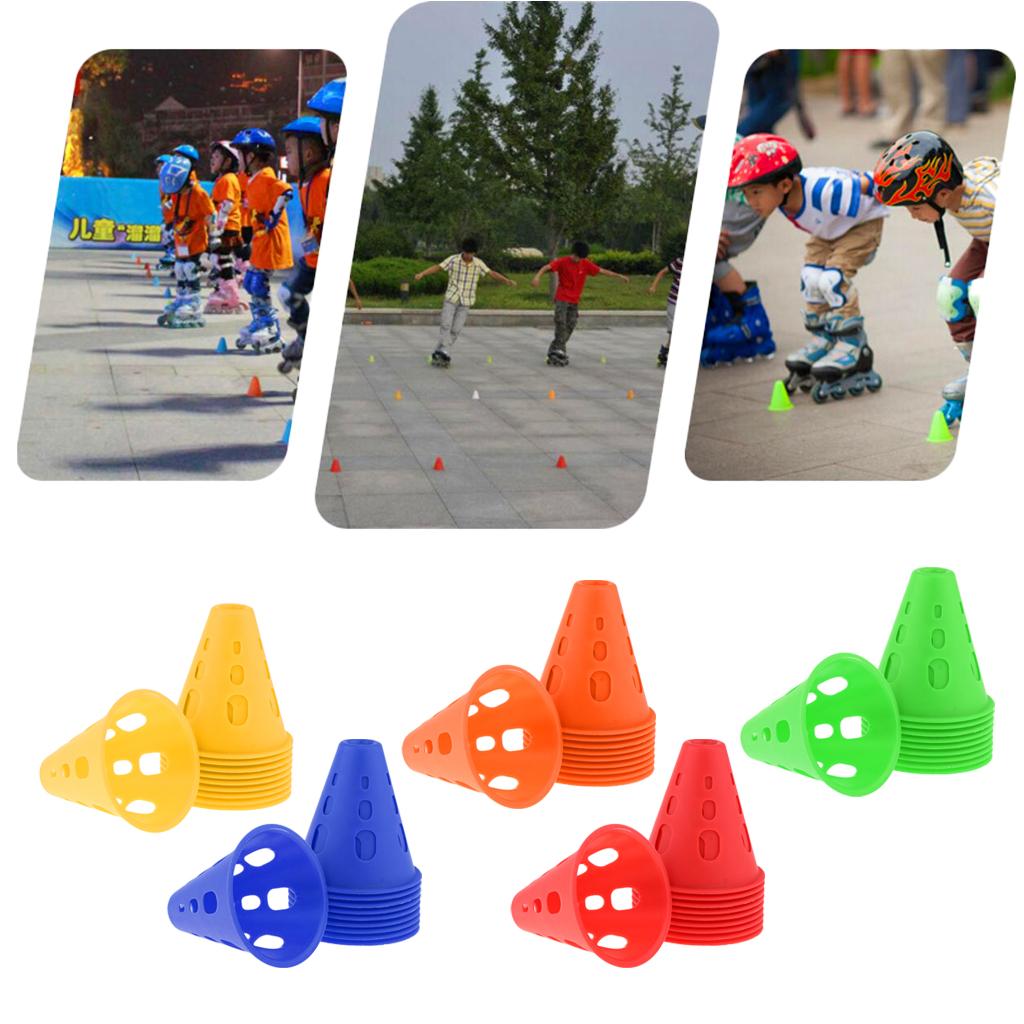 10pcs Plastic Windproof Roadblock Sport Training Traffic Road Cones Yellow