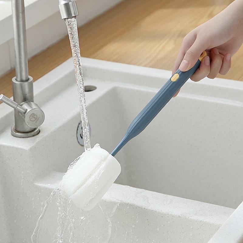 Cọ rửa bình sữa, ly cốc, bình giữ nhiệt cao cấp LOẠI XỊN đầu mút xốp tạo bọt có lổ treo móc tiện lợi