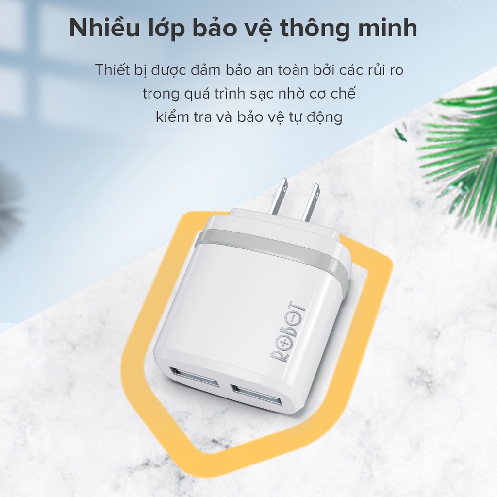 Bộ Củ Sạc &amp;amp; Cáp Sạc ROBOT RT-K9U 2 Cổng USB - Hàng Chính Hãng