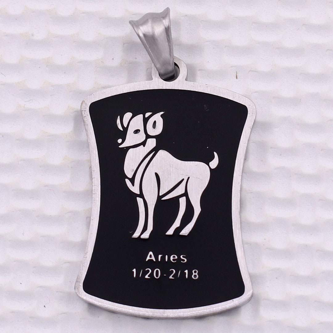Mặt dây chuyền cung Bảo Bình - Aquarius inox trắng kèm móc inox trắng, Cung hoàng đạo