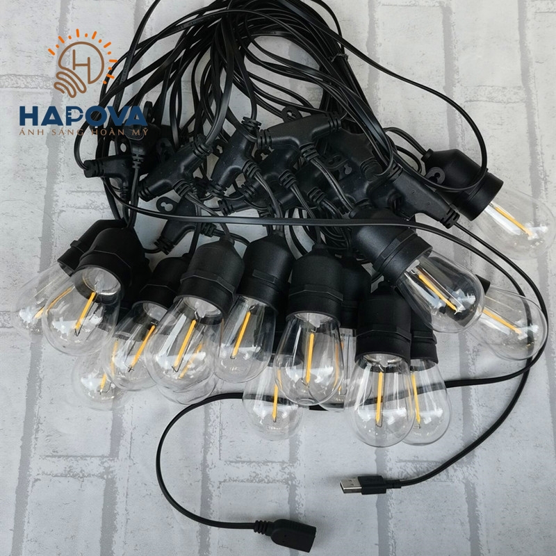 Dây đèn thả ngoài trời 10 mét 20 đui HAPOVA ORALIE 6515