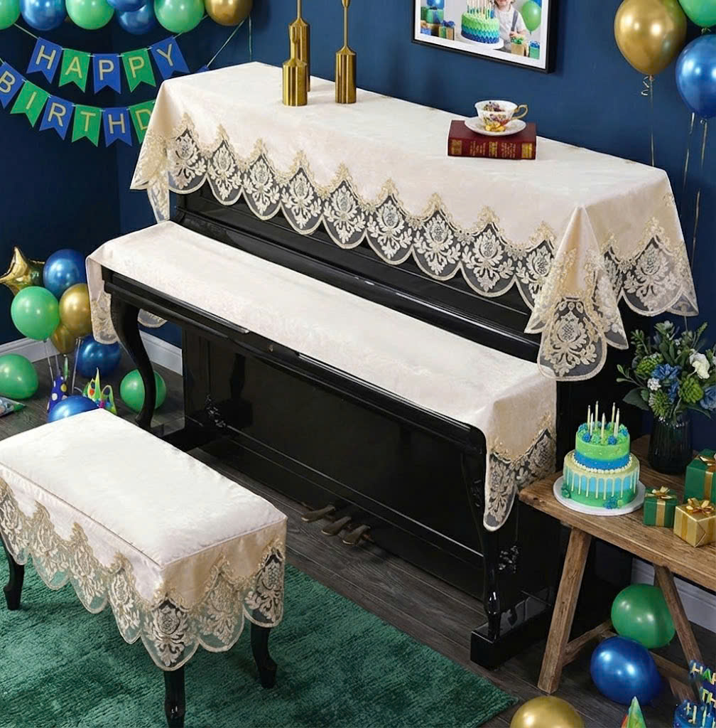 Khăn phủ đàn piano cơ đàn piano điện tử 88 phím phong cách Châu Âu cổ điển sang trọng trang trí giáng sinh noel Tết - Hàng chính hãng