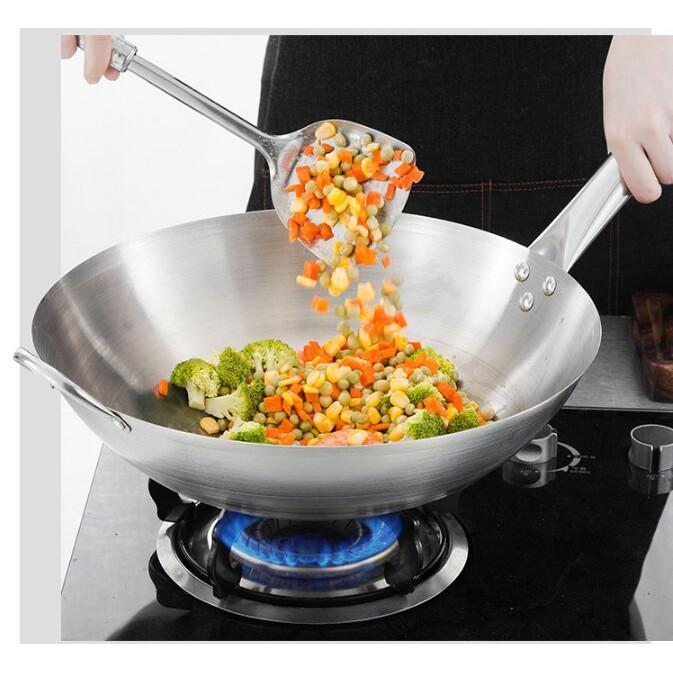 Chảo Thép Chống dính tay Cầm Inox Loại Màu Trắng Size 40cm