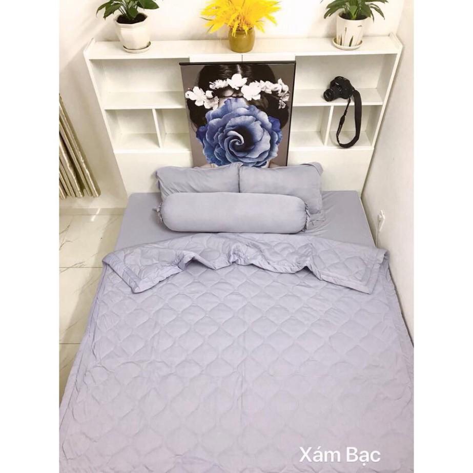 Bộ 4 Món Ga Gối Thun Mát Mềm Thun Lạnh Cao Cấp LAN PHAM BEDDING - Xám Bạc