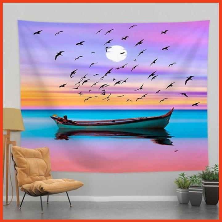 Thảm treo tường canvas trang trí decor phòng hoàng hôn mộng mơ siêu xinh tặng kèm móc treo và miếng dán tiện lợi