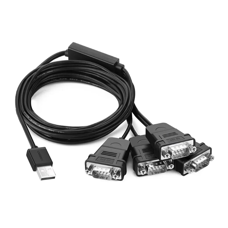 Cáp chuyển đổi USB 2.0 sang 4 đầu Rs232  1.5M màu đen UGREEN 30770Us229 Hàng chính hãng