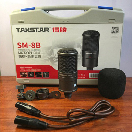 Combo trọn bộ sound card Takstar SC-M1 và Micro Takstar SM-8B thu âm live stream, karaoke cực hay, kẹp bàn màng lọc, tai nghe kiểm âm - Hàng chính hãng