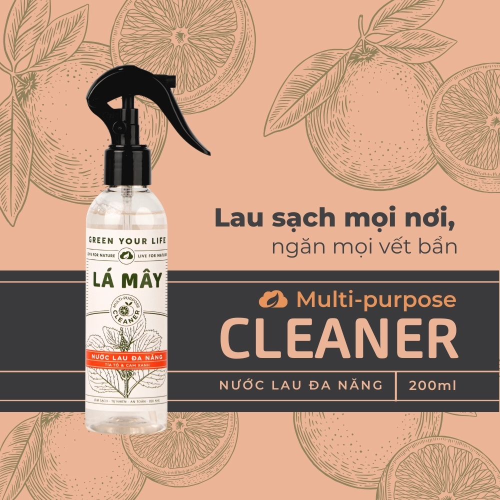 NƯỚC LAU ĐA NĂNG TÍA TÔ &amp; CAM XANH LÁ MÂY 200 mL