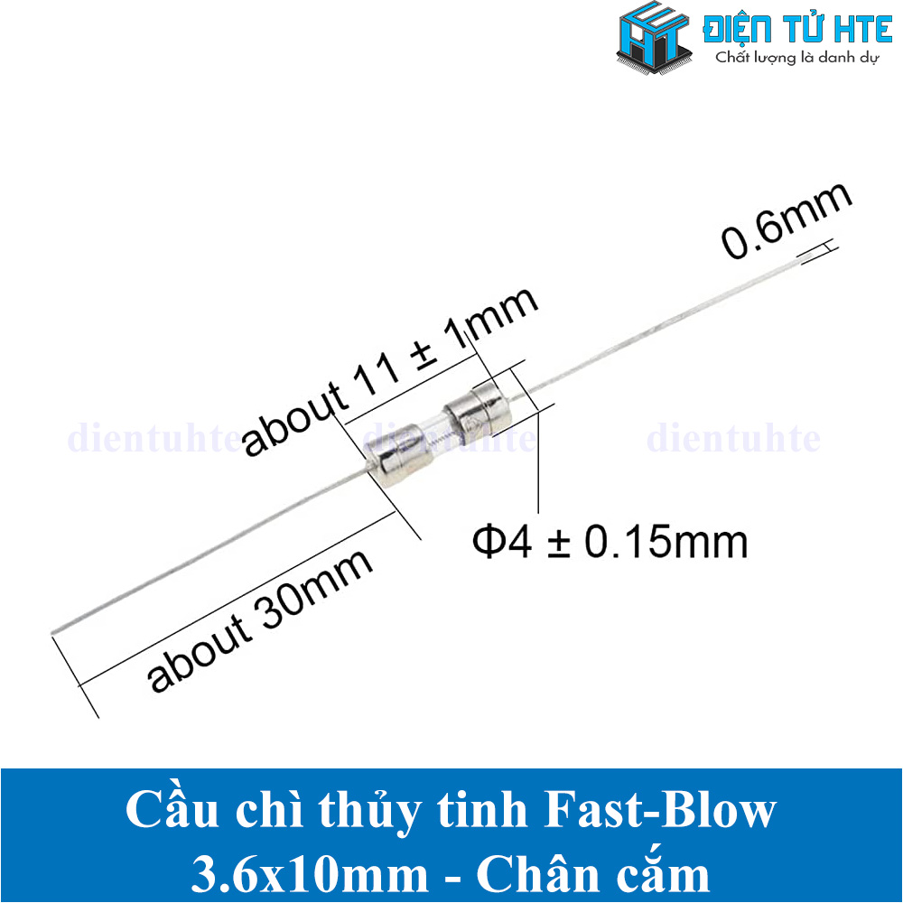 Bộ 10 Cầu chì thủy tinh 3.6x10mm hàn chân Fast Break