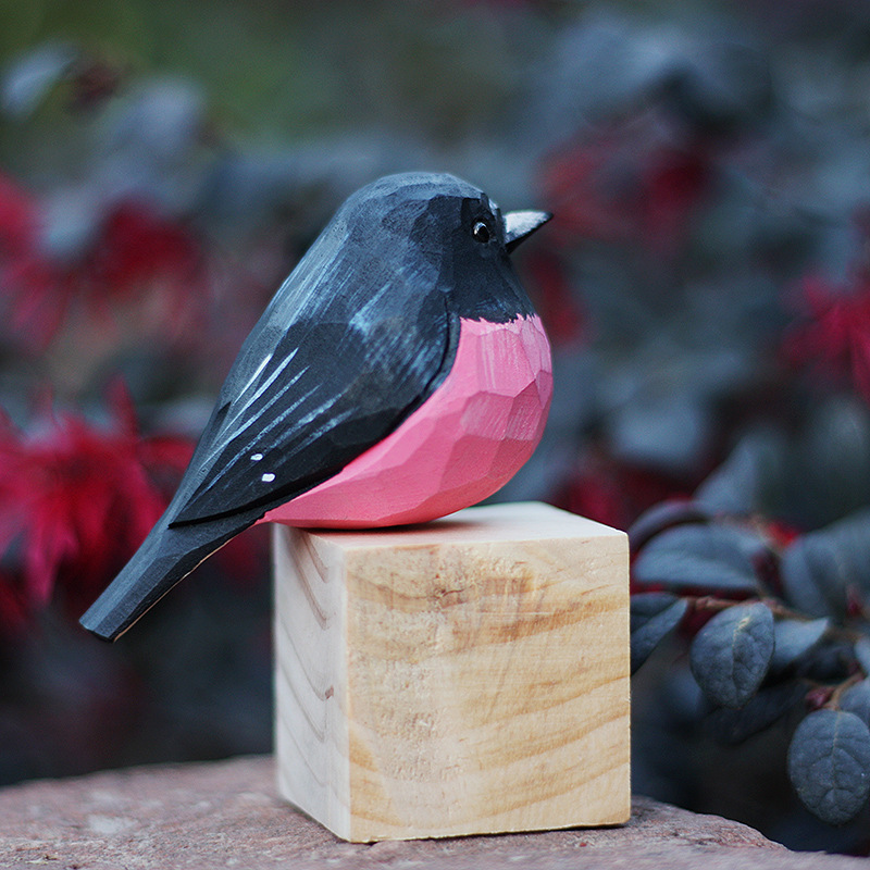 Tượng Chim Gỗ Pink Robin