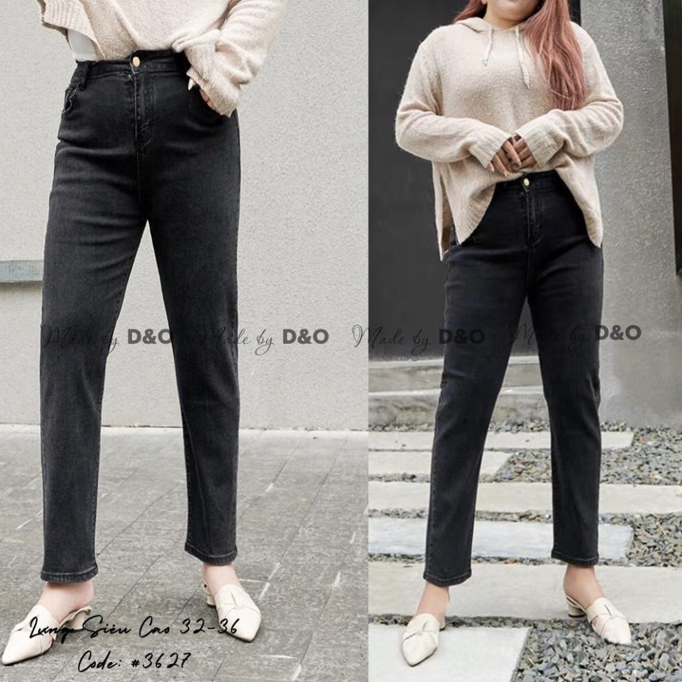 Quần Jeans Xám Trơn / Rách Gối Size ĐẠI - Lưng Cao - Hàng siêu co giãn QJ007