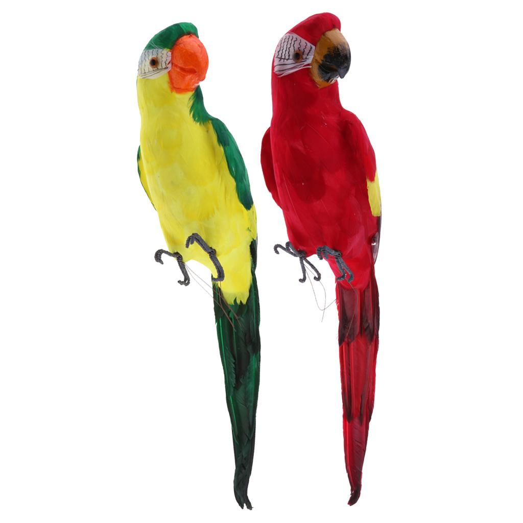 2 Chiếc Lông Nhân Tạo Vẹt Chim Nhà Trang Trí Sân Vườn Vẹt Xanh & Đỏ