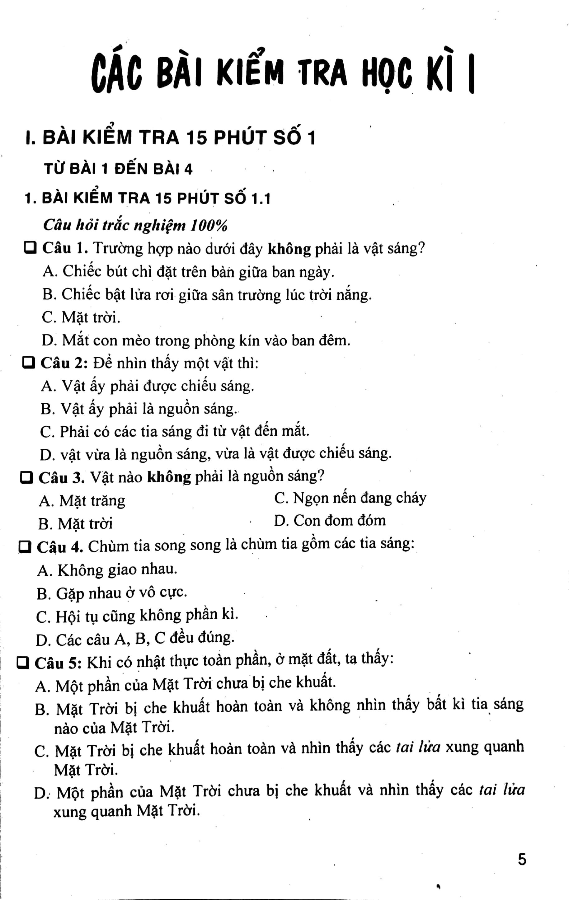 Đề Kiểm Tra Vật Lý 7