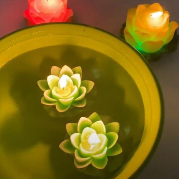 Cặp 2 nến hoa sung thả nước - nến hoa sunɡ cao cấp - nến bông sung trang trí candle shop